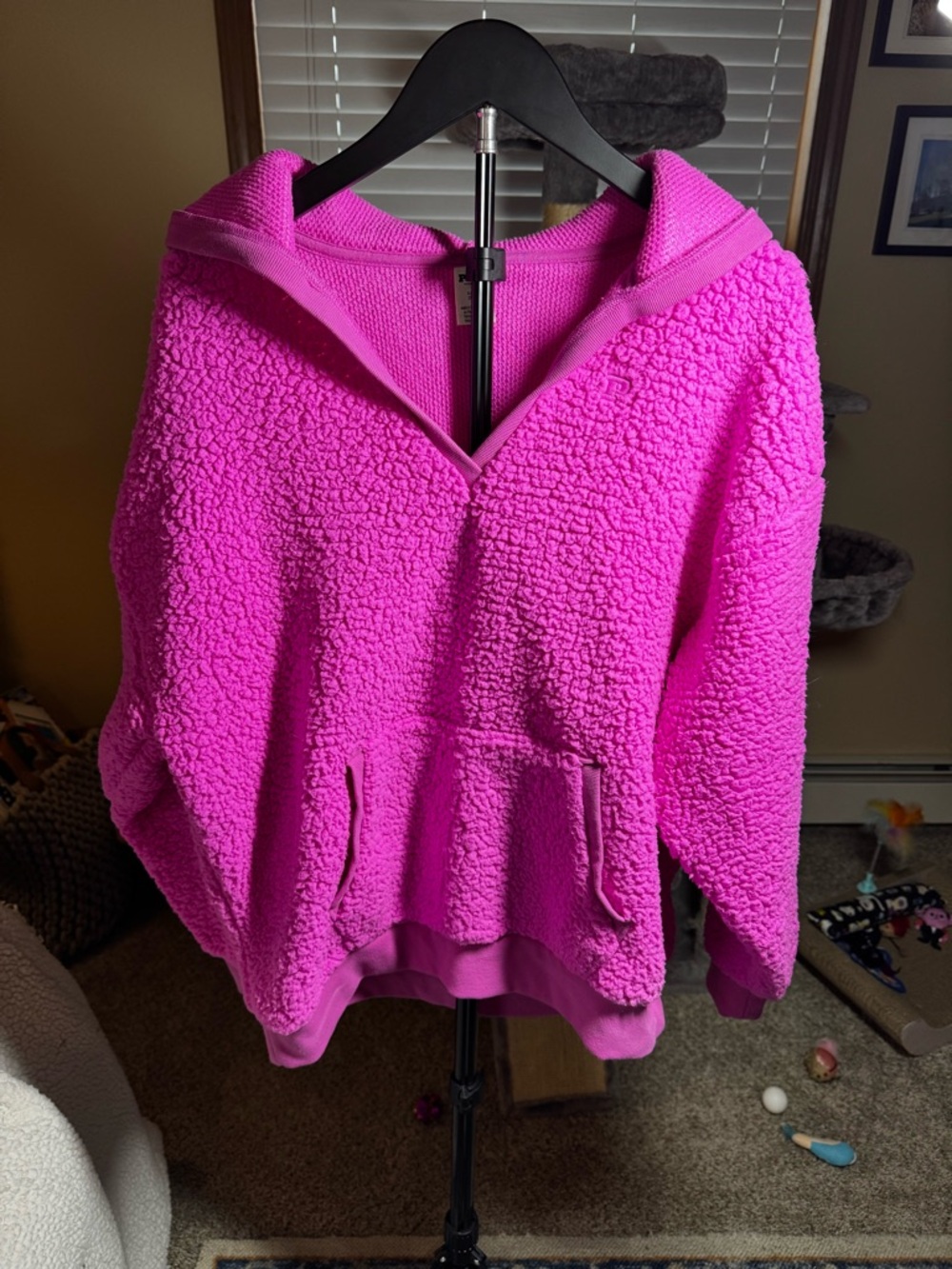 PINK Victoria's Secret Bright Pink Sherpa Pullover